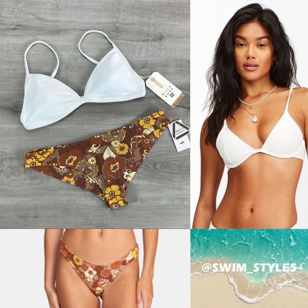 ☀️BILLABONG☀️ RVCA☀️ TANLINES CECI TRI EARTH BLOOM CHEEKY BIKINI SET